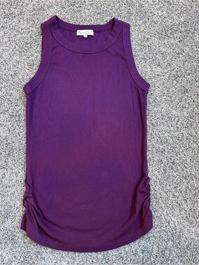 Michael Stars Purple Sleeveless Ruched Ribbed Tank Top - Womens